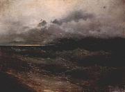 unknown artist Schiffe in stormischer See, Sonnenaufgang oil on canvas